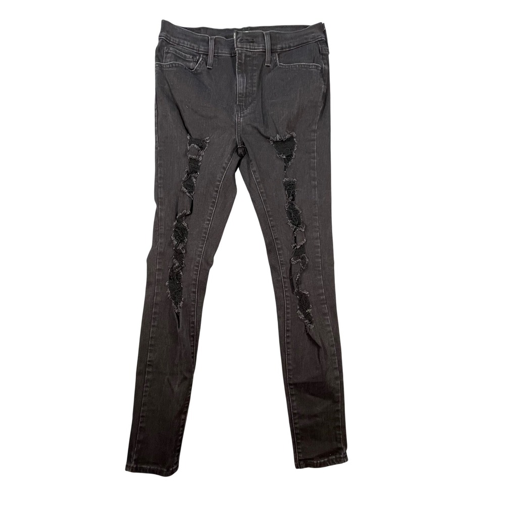Levi's Black 720 High Rise Super Skinny Distressed Ripped Jeans Womens 28 x 30